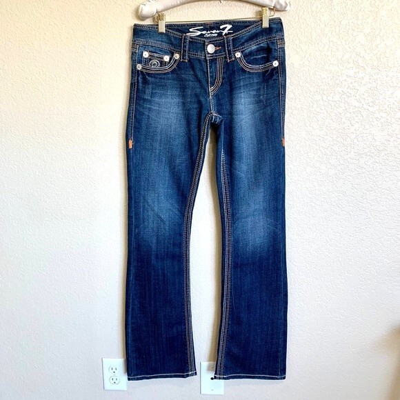 Seven 7  blue jeans  women denim jeans bootcut blue size 27 - Picture 2 of 10